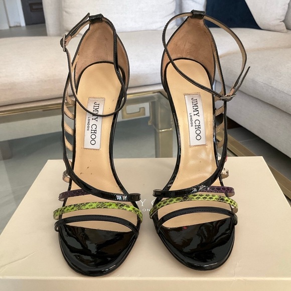 Authentic Jimmy Choo “Delta” Vuka D’Orsay black, colorful heels, sz. 39 - Picture 3 of 9